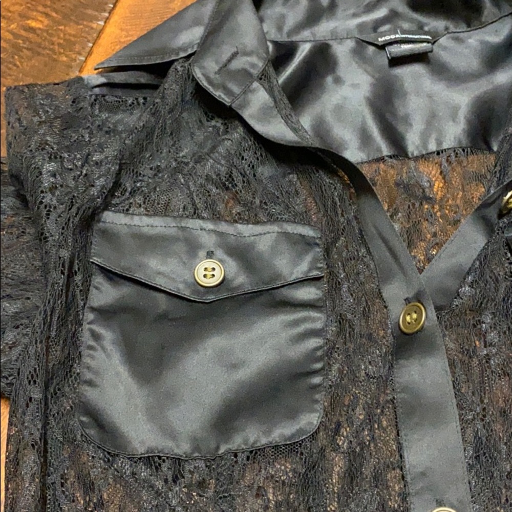 Black Lace Button Down - image 7